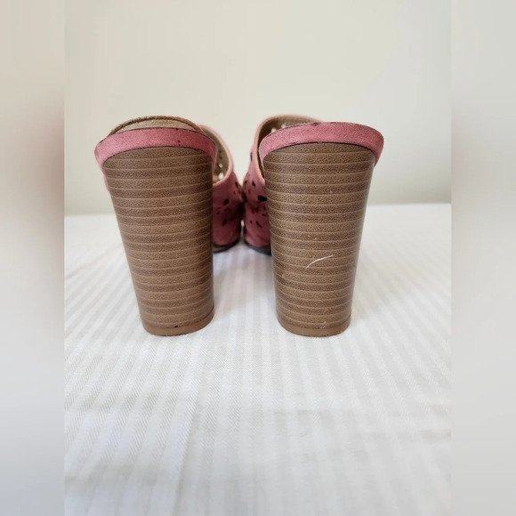 American Eagle Cutout Suede Open Toe Mules Pink Size‎ 7.5 - Picture 3 of 8